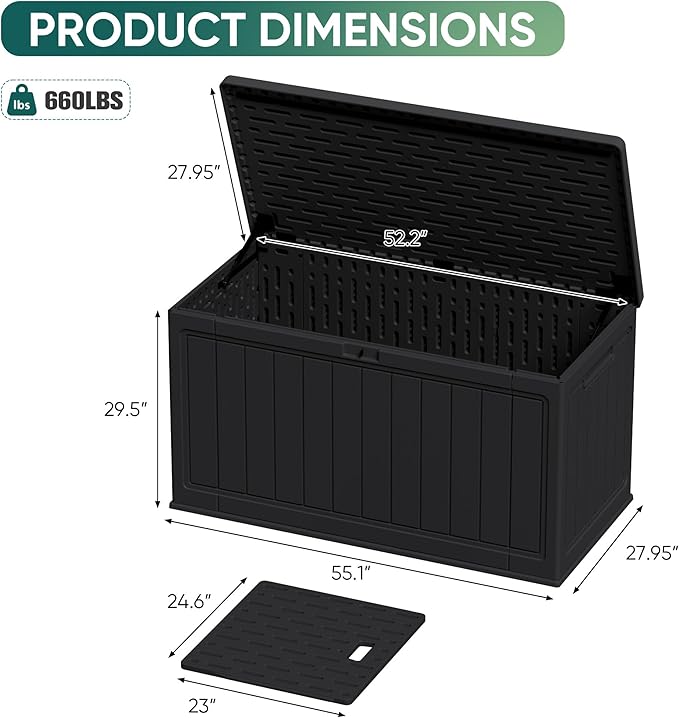 JUMMICO 160 Gallon Resin Outdoor Storage Deck Box - Image 4