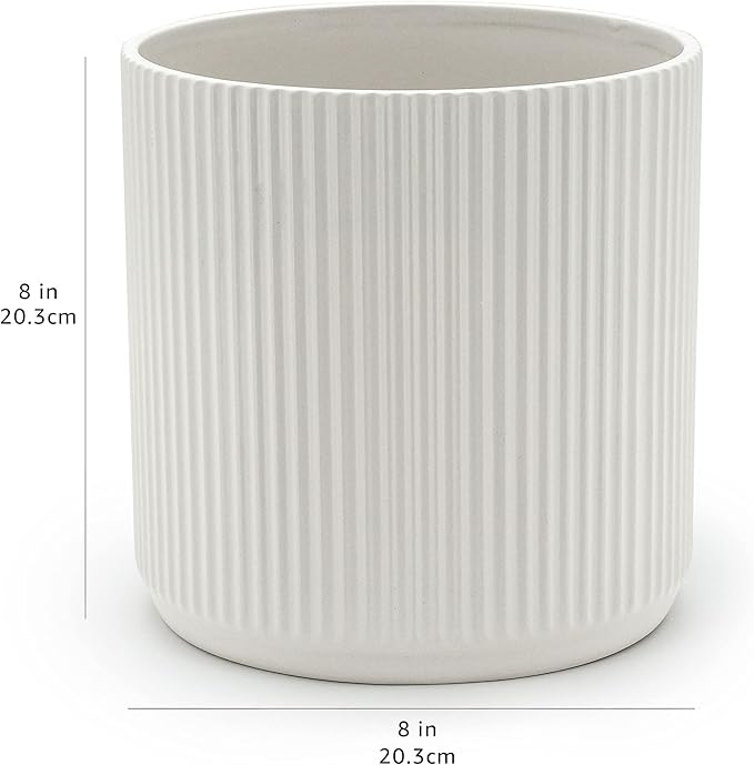 Amazon Basics Fluted Ceramic Round Planter - Image 5