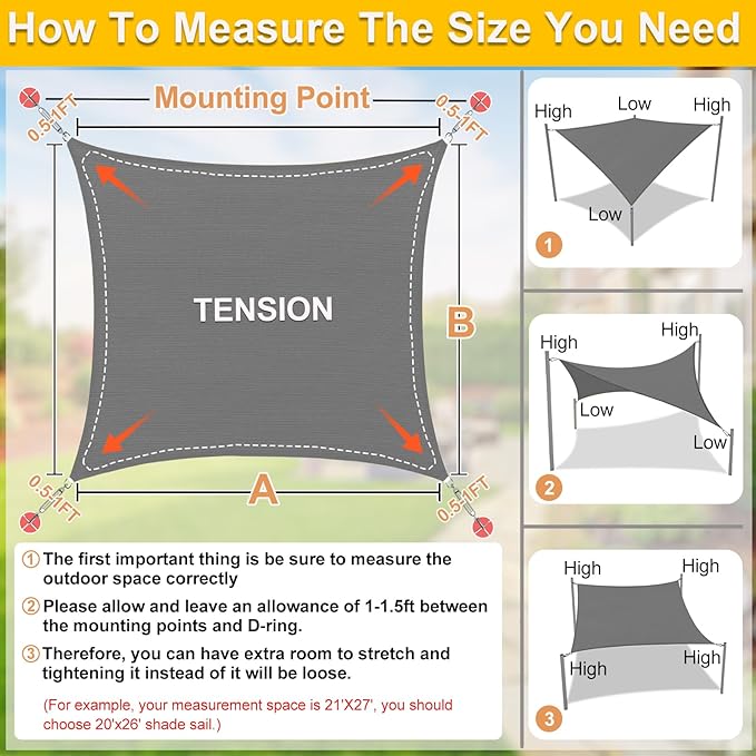 KANAGAWA Sun Shade Sail Curved 16'X20' Dark Gray Rectangle Outdoor Shade Cover - Image 2