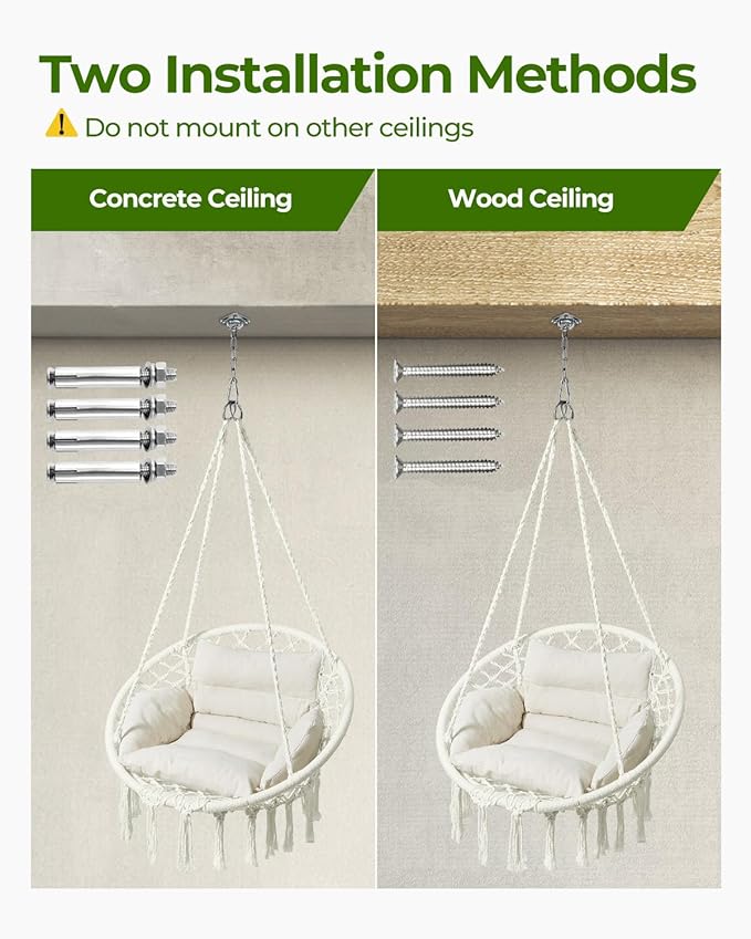 Greenstell Hammock Chair, Macrame Swing Chair - Image 4