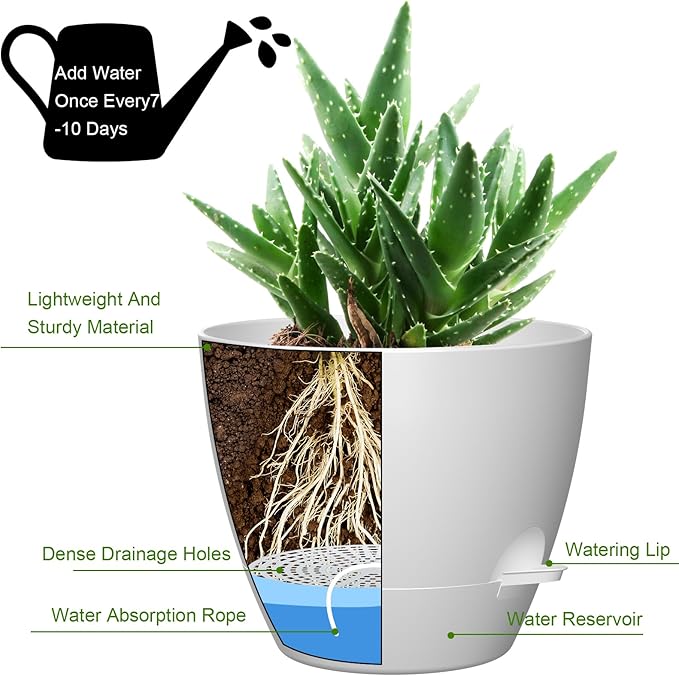 12 Inch Large Self Watering Pots, Flower Pots - Image 3