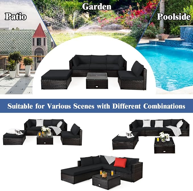 Tangkula 6 Piece Patio Furniture Set, Outdoor Deck Lawn Backyard Durable Steel - Image 6