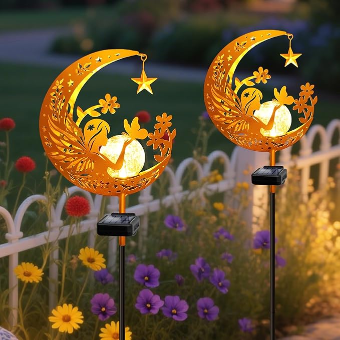 YJFWAL Garden Solar Fairy Lights Pathway Stake Lights Glass Globe - Image 6