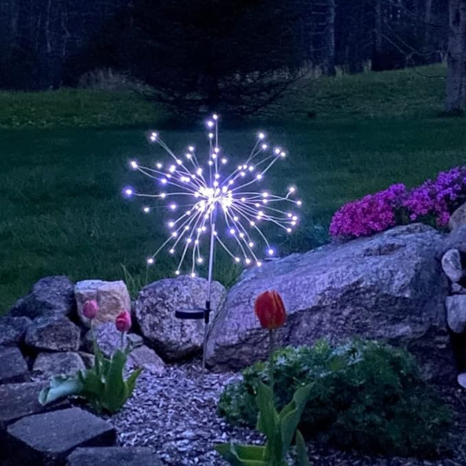 JJGoo Solar Firework Lights, 2 Pack 150 LEDs 2 Lighting Modes Solar Lights - Image 4