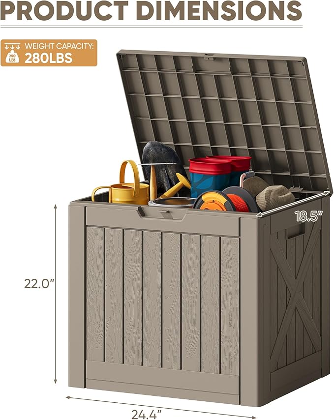 JUMMICO 42 Gallon Deck Box Waterproof, Resin Outdoor Storage Box - Image 3