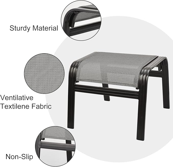 Outdoor Foot Rest for Patio Ottomans Metal Seat Patio Footstools Furniture - Image 4
