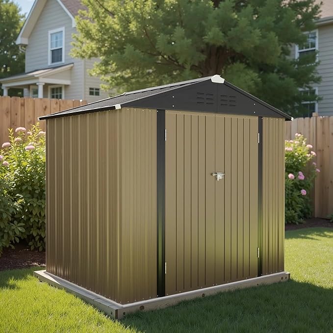 Greesum 8×6FT Outdoor Storage Shed, Metal Patio Storaged Sheds - Image 2