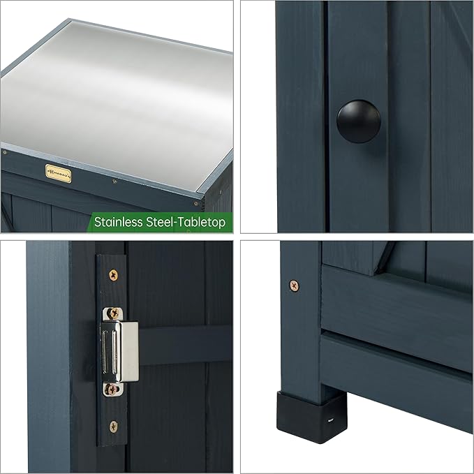 HABAU Outdoor Storage Cabinet for Patio, Garden Potting Bench Table - Image 5
