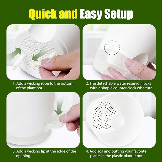 Plant Pots 6 Inch Self Watering Pots, 6 Pack Plastic Planters - Image 3