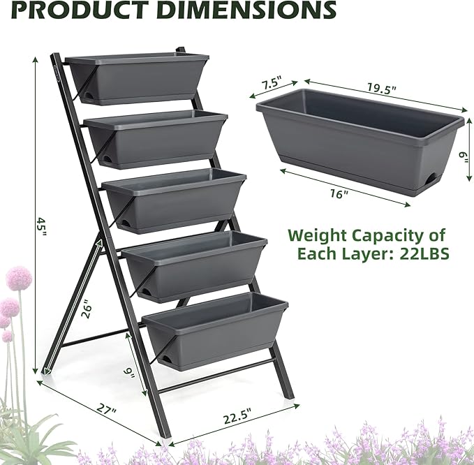 COSTWAY Vertical Raised Garden Bed, 5 Tier Planter Box - Image 9