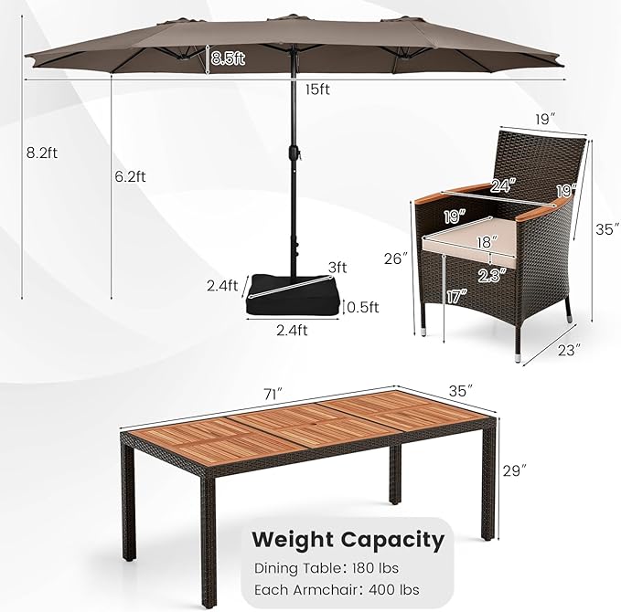 Tangkula 11 Pieces Rattan Outdoor Dining Set - Image 6