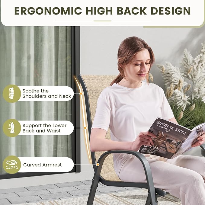 UDPATIO Patio Chairs Set of 4, Stackable Outdoor Dining Chairs - Image 4
