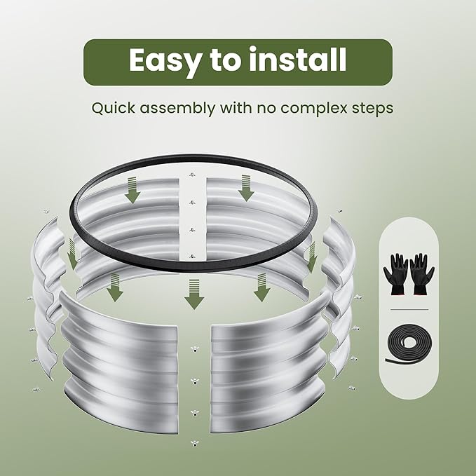 ZXZYHFTY Round Galvanized Raised Garden Bed kit, Round Large Metal Raised - Image 5