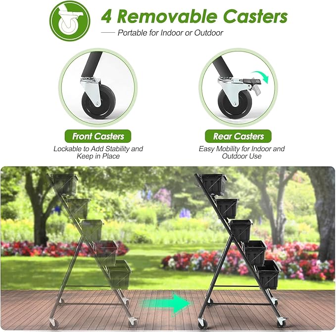 Homdox 2 Pack Vertical Garden Bed, 5 Tiers Raised Garden Planter, 25.6 * 26 * - Image 7