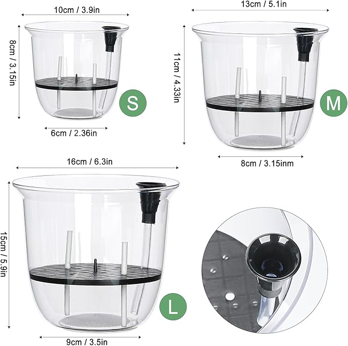 Plant Pots 6/5/4 inch Set of 3, Self Watering Pots - Image 2