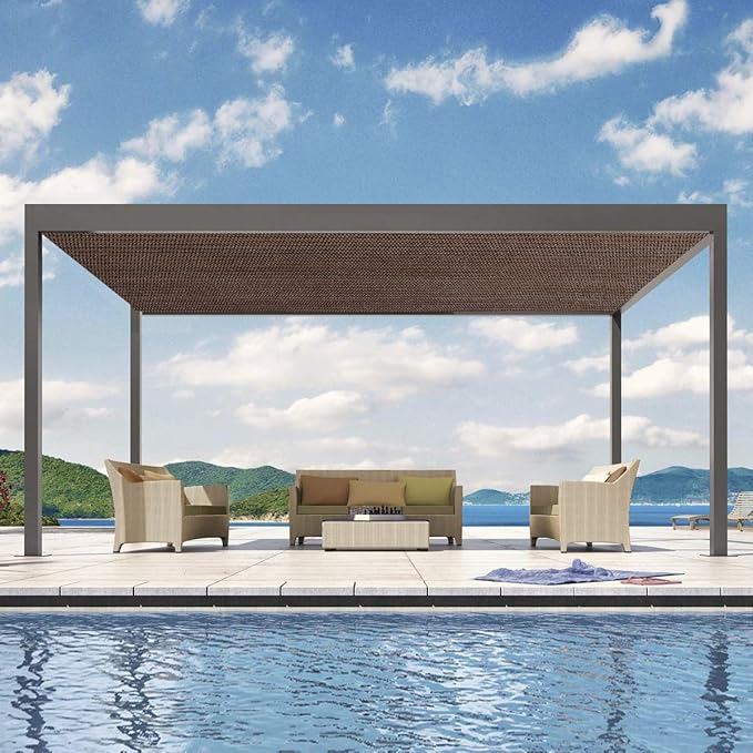 Eden's Decor Straight Flat-Edged Sun Shade Sail Rectangular 7' x 16' Brown - Image 7