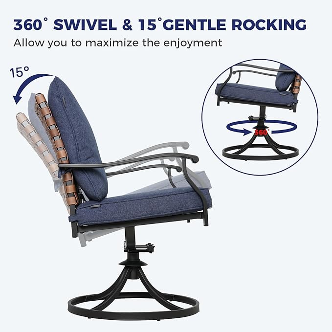 Grand patio 2-Piece Outdoor Dining Chair Set, 2 Leather-Look Wicker 360-Degree - Image 4