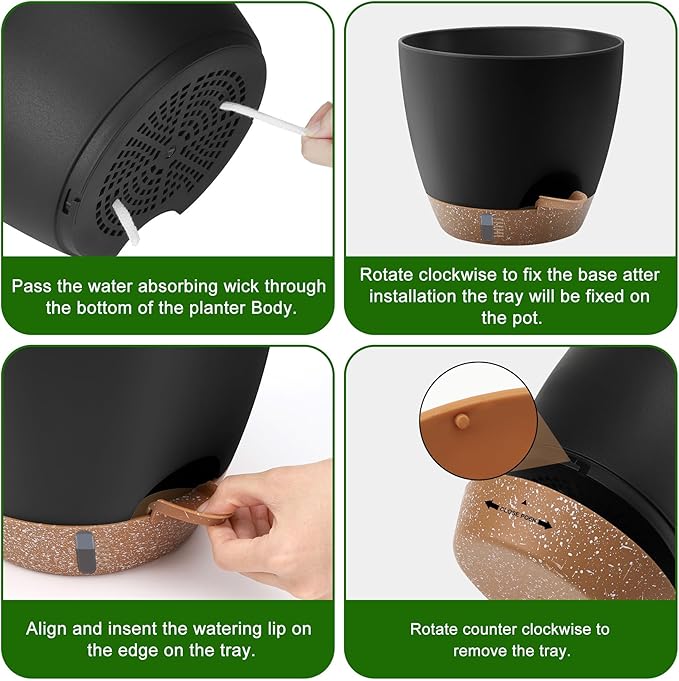 Self-Watering Plant Pots with Water Level Indicator, Drainage Holes & Saucers – - Image 7