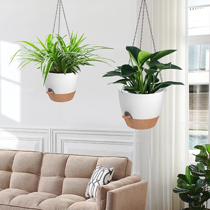 3 Pack Hanging Planter Indoor Outdoor Flower Pots 7/6.5/5 Inch, Self-Watering - Image 6