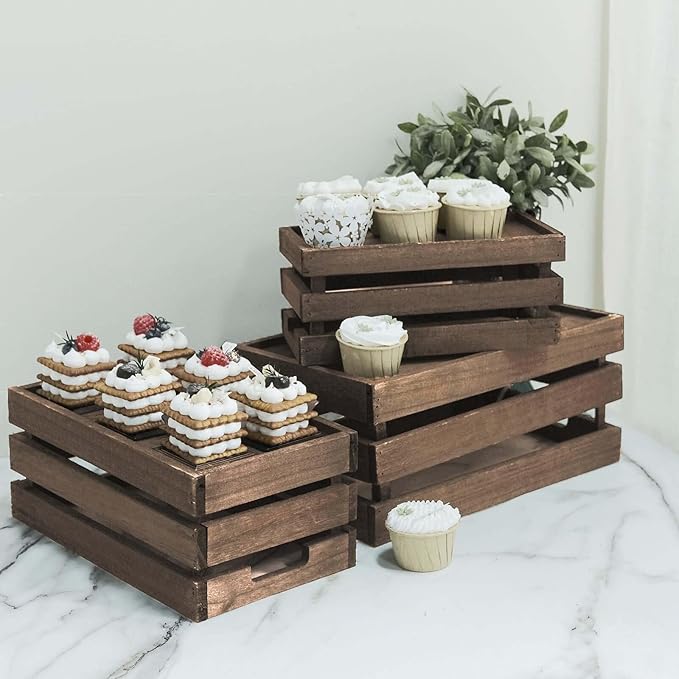 Efavormart Set of 3 Brown Rustic Wooden Nesting Crates - Image 2