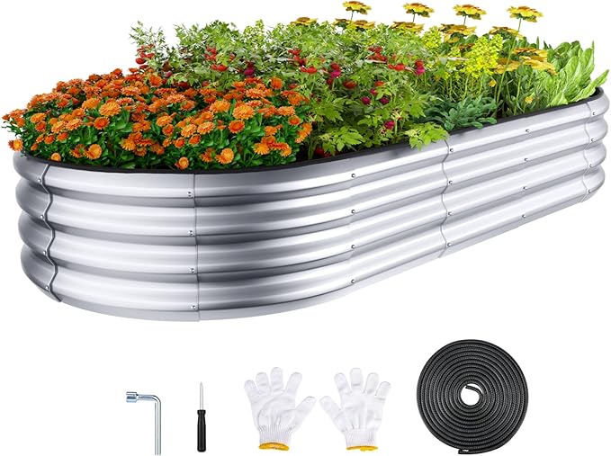 Raised Garden Bed Kit, Large Metal Raised Beds by Winpull