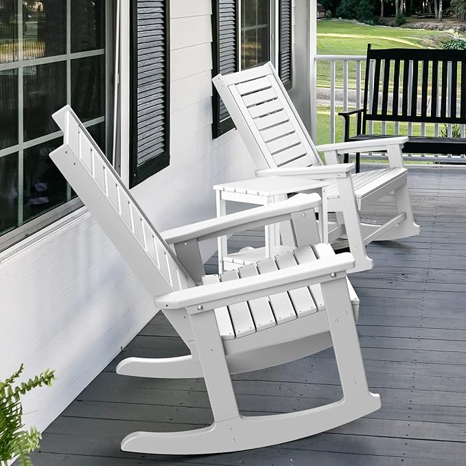 GREENVINES Outdoor Rocking Chairs | Set of 4 | Porch Rocker | HDPE Plastic | - Image 6