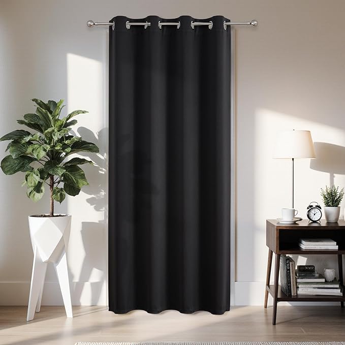 Joydeco Blackout Door Curtain for Doorway Privacy 90 Inches Long, Grommet by JOYDECO