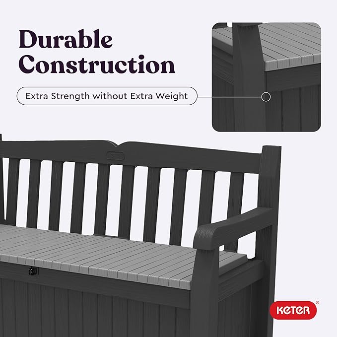 Keter Solana 70 Gallon Storage Bench Deck Box - Image 10