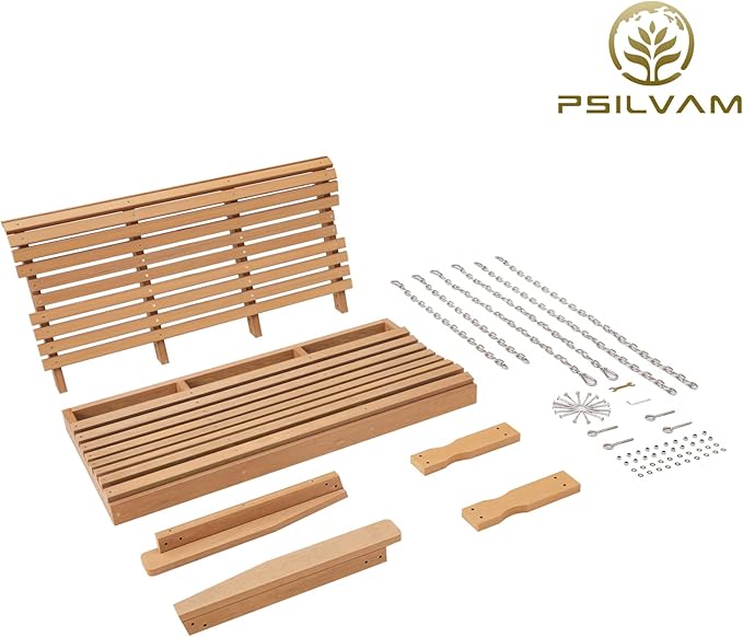Psilvam Porch Swing, 2-Person Poly Lumber Outdoor Porch Swing, All-Weather - Image 6