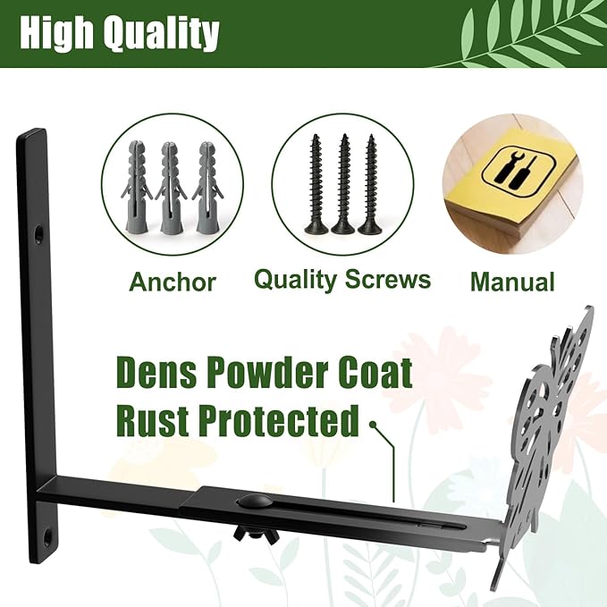 Adjustable Window Box Brackets, 6 to 12 inch Heavy Duty Window Planter Box - Image 3