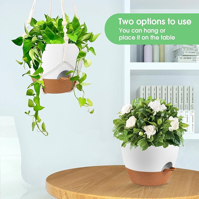 Hanging Planters for Indoor Outdoor Plants, 2 Pack Self Watering Hanging Pot - Image 4