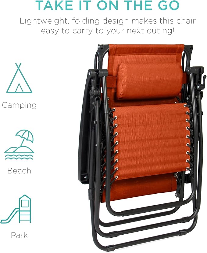 Best Choice Products Folding Zero Gravity Outdoor Recliner Patio Lounge Chair - Image 8