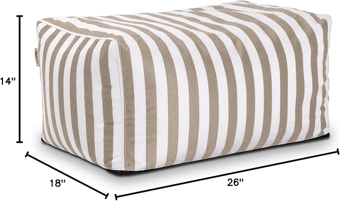 Jaxx Leon Outdoor Bean Bag Ottoman, Taupe Striped - Image 3