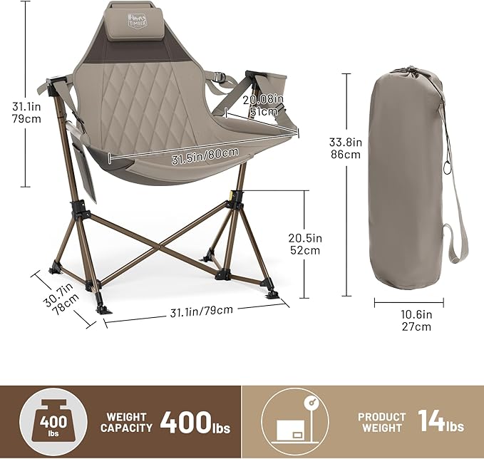 TIMBER RIDGE Hammock Camping Chair, Oversized Swinging Chair - Image 6