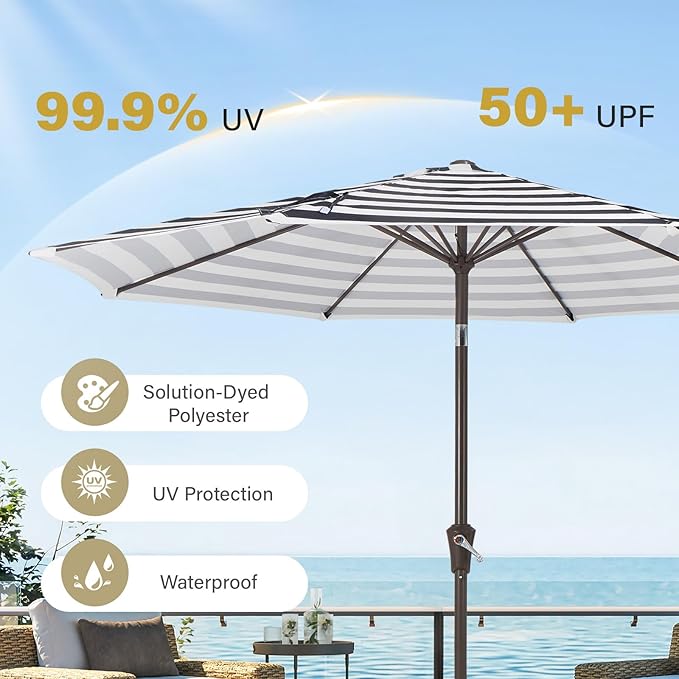 MEWAY 9ft Patio Umbrella Outdoor Table Umbrellas - Image 5