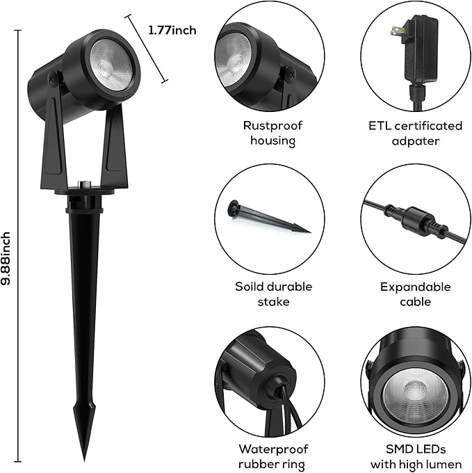 Banord RGBW Color Changing Outdoor Landscape Lighting, 6 Pack Low Voltage LED - Image 2