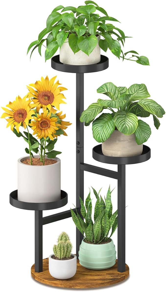 iDavosic.ly 3 Tier Plant Stand Indoor, Tiered Corner Metal Wood Multiple Flower by iDavosicly