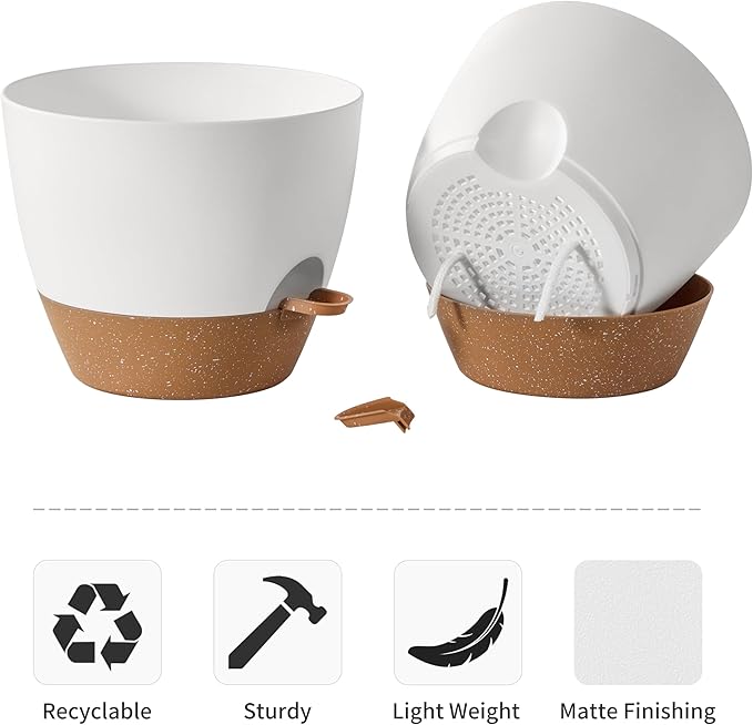 FaithLand 3-Pack Planter Pots, 10 9 8 Inch Self Watering Flower Pots - Image 5