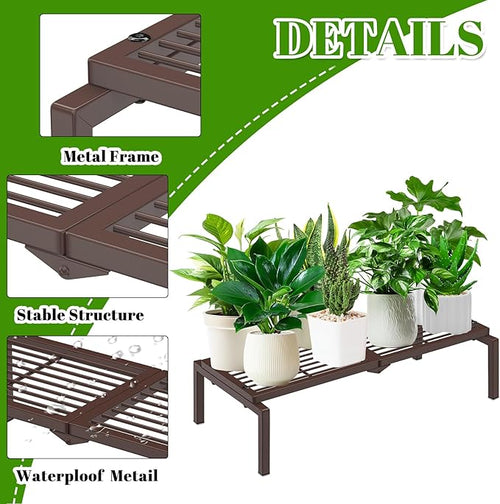 1 Tier Metal Plant Stand Indoor Outdoor, Potted Multiple Flower Pot Holder Rack - Image 2