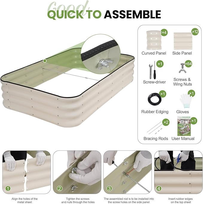 G GOOD GAIN 4-in-1 Adjustable Raised Garden Bed Kit | Galvanized Planter Boxes - Image 8