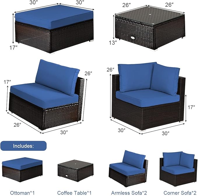 Tangkula 6 Piece Patio Furniture Set, Outdoor Deck Lawn Backyard Durable Steel - Image 5