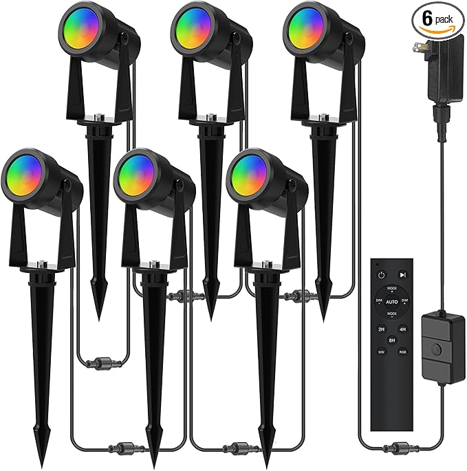 Banord RGBW Color Changing Outdoor Landscape Lighting, 6 Pack Low Voltage LED by Banord