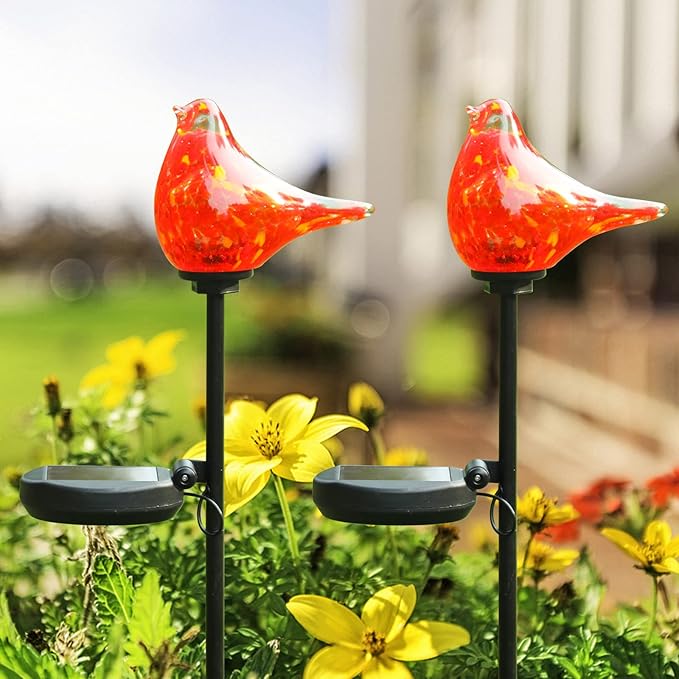 Bshine Solar Garden Decoration Outdoor Red Bird Lights, Lawns and Yards Art - Image 5
