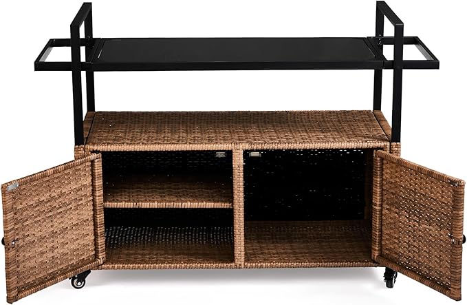VINGLI Wicker Outdoor Bar Cart - Image 4
