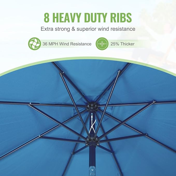 Backyard Expressions 9 ft. Patio Umbrella, Market Table Umbrella w/Tilt and - Image 2