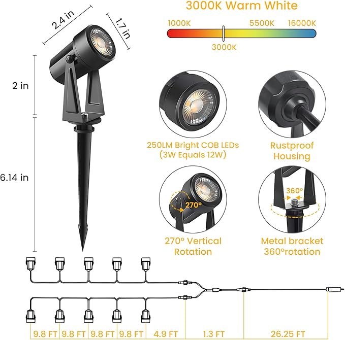 Svater Landscape Lighting Low Voltage, 10 Pack Outdoor Spotlights - Image 2