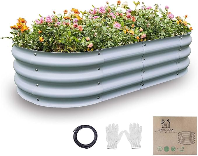 Gardmax Galvanized Raised Garden Bed, Lightweight Planter Boxes Outdoor by ChooseGardmaxforbetterlife