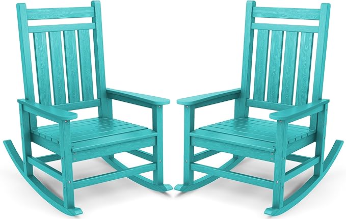 SERWALL Oversized Outdoor Rocking Chair Set of 2, HDPE Rocker by SERWALL