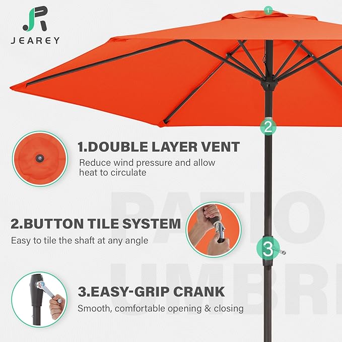 JEAREY 7.5FT Patio Umbrella Market Table Umbrella - Image 5