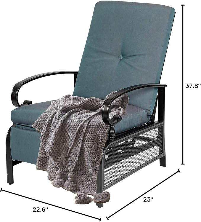Oakcloud Adjustable Outdoor Lounge Chair Metal Patio Relaxing Recliner Chair - Image 8